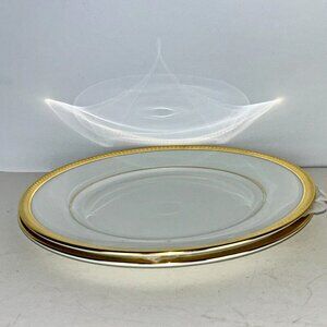 Oxford Bone China Gold Gilded TWO Bennington 8" Salad Bread Plates, Dish Case